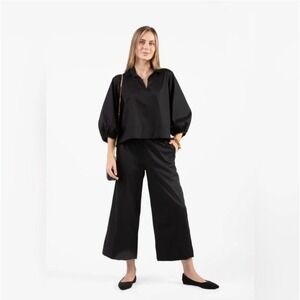 Quiet Culture Take Pause Pants Set Midnight Black Medium Cotton Minimal Capsule